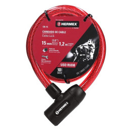  Cables de Seguridad con llave 15mm 1.20m, en acero con cubierta PVC, Incluyen 2 llaves tipo automotriz, CB-15 43920 Hermex 15.5