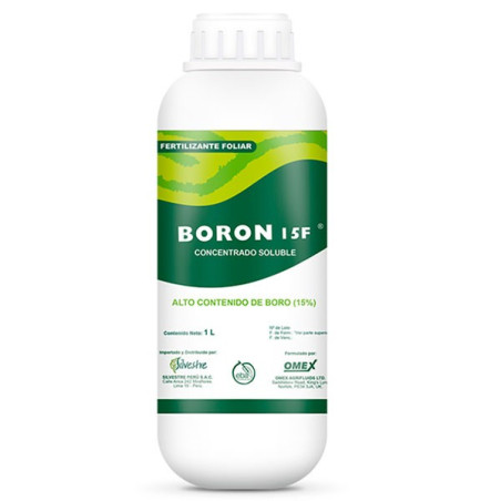  Boron 15F 1L, Boro 15%, Nitrogeno 6.5%, Micronutriente esencial en formacion de frutos, Silvestre 32.20339 Boron 15F 1L, Boro 1