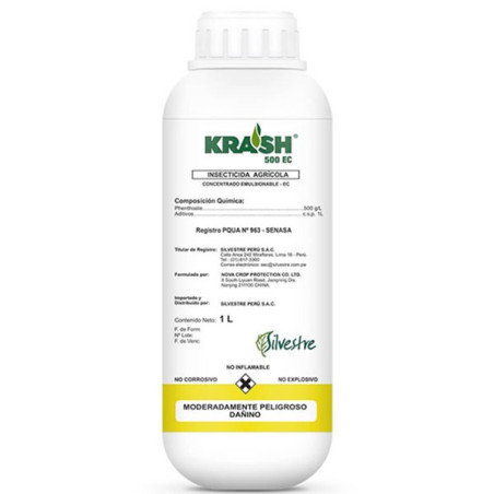  Krash 1L, Fentoato, Insecticidas para masticadores, picadores chupadores, larvas de lepidopteros, Silvestre 64.40678 Krash 1L, 