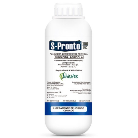  S-Pronto 1L, Hexaconazole, Fungicida sistemico, accion preventiva y curativa, Silvestre 200.847458 S-Pronto 1L, Hexaconazole, F