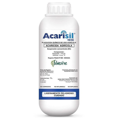 Acarisil 1L, Etoxazole, Acaricida accion sobre ninfas y larvas, inviabiliza posturas de acaros y arañitas rojas, Silvestre Silve