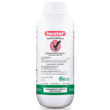 Hunter 4L, Nematicida biologico de extractos vegetales, acidos nucleicos, acidos grasos, Silvestre 511.016949 Hunter 4L, Nemati