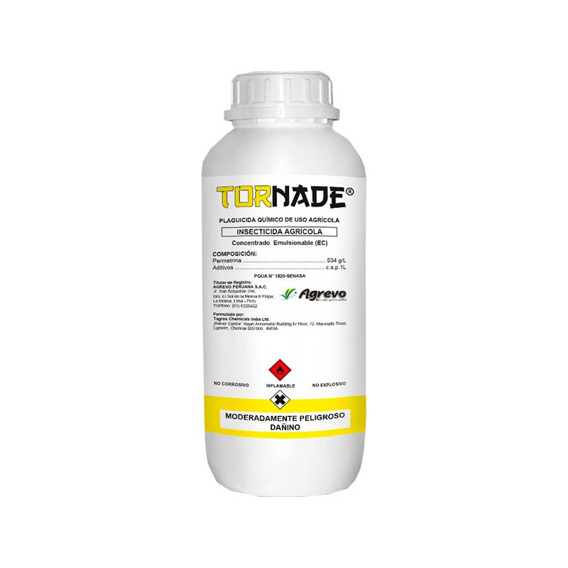  Tornade 250ml, Permetrina 53 EC, Agrevo 27.966102 Tornade 250ml, Permetrina 53 EC, Agrevo
Insecticida piretroide sintético muy 