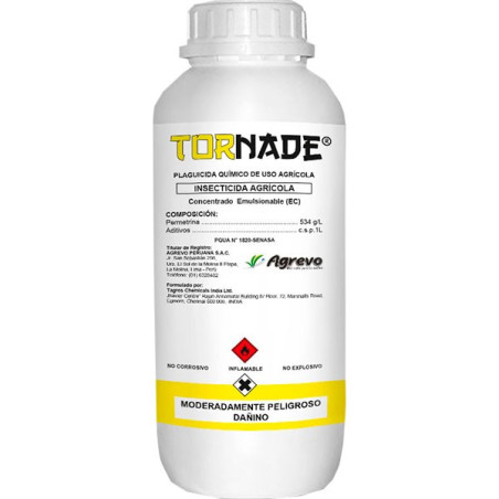  Tornade 250ml, Permetrina 53 EC, Agrevo 27.966102 Tornade 250ml, Permetrina 53 EC, Agrevo
Insecticida piretroide sintético muy 