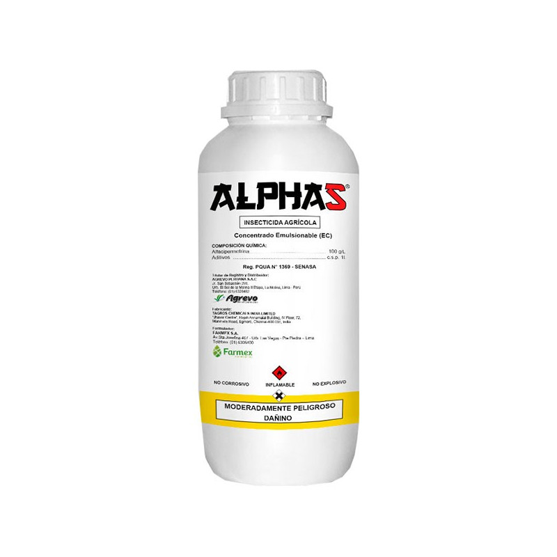  Alphas 250ml, Alfacipermetrina 100 EC, Agrevo 12.457627 Alphas 250ml, Alfacipermetrina 100 EC, Agrevo
ALPHAS 100 EC es un insec