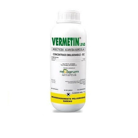  Vermetin 250ml, Abamectin, Insecticida acaricida accion translaminar para acaros y minadores de hojas, Neoagrum 18.644068 Verme