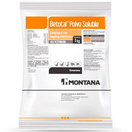  Betotal Polvo Soluble 1Kg, Montana 46.610169 Betotal Polvo Soluble 1Kg, Montana
Complejo B con hepatoprotectores
Está indicado 