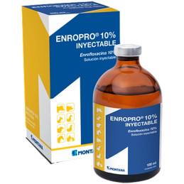  Enropro 10% 100ml, Enrofloxacina, Antibiotico Inyectable Infecciones Respiratorias, Digestivas, Mamarias, Montana 41.525424 Enr