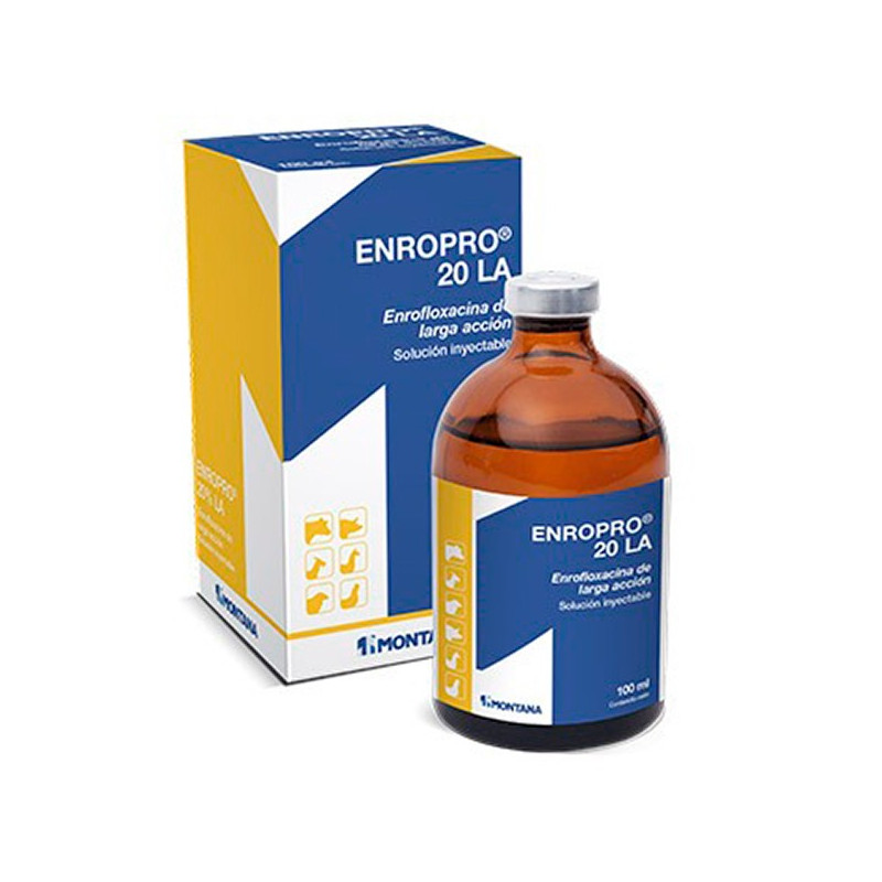  Enropro 20 LA 20ml, Enrofloxacina, Antibiotico Infecciones Respiratorias, Digestivas, Mamarias, Montana 18.644068 Enropro 20 LA