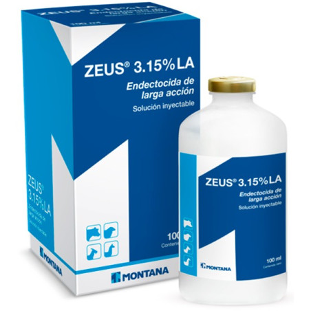  Zeus 3.15% LA 250ml, Ivermectina 31.5 mg Antiparasitario Endectocida, Solucion Inyectable, Montana 244.067797 Zeus 3.15% LA 250