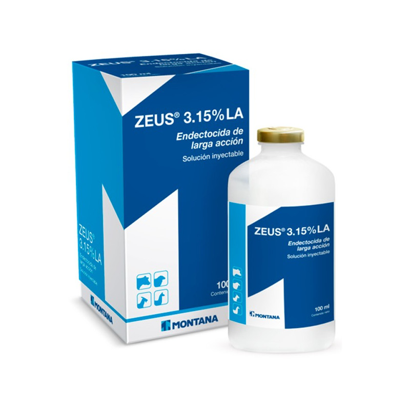 Zeus 3.15% LA 100ml, Ivermectina 31.5 mg Antiparasitario Endectocida, Solucion Inyectable, Montana 74.576271 Zeus 3.15% LA 100m