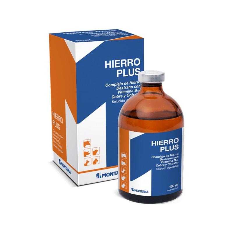  Hierro Plus 100ml, Complejo de Hierro Dextrano Vitamina B12 Cobre y Cobalto, Solucion Inyectable, Montana 29.661017 Hierro Plus