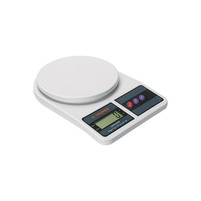  Balanza Digital 5kg Plato Polipropileno 2Medidas 2AA para Cocina, Truper 15161 16.949153 Balanza Digital 5kg Plato Polipropilen