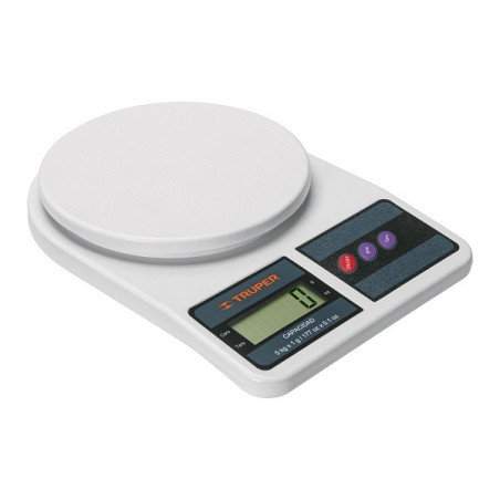  Balanza Digital 5kg Plato Polipropileno 2Medidas 2AA para Cocina, Truper 15161 16.949153 Balanza Digital 5kg Plato Polipropilen
