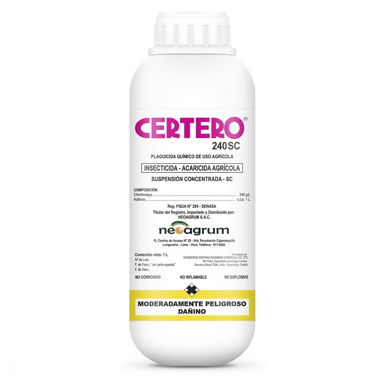  Certero 1L, Clorfenapyr, Insecticida Acaricida translaminar accion por contacto e ingestion, Neoagrum 177.966102 Certero 1L, Cl