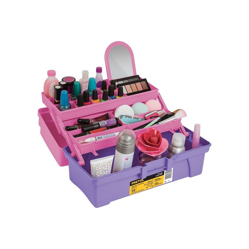  Cajas para Cosmeticos 14" 36x18x18cm 2Bandejas Deslizable Rosa Morado, Pretul 25052 27.966102 Cajas para Cosmeticos 14" 36x18x1