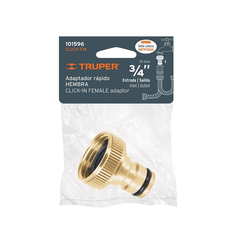  Conector Sistema Click Hembra E3/4, Truper 101596 4.067797 Conector Sistema Click Hembra E3/4, Truper 101596

Conexión rápida y