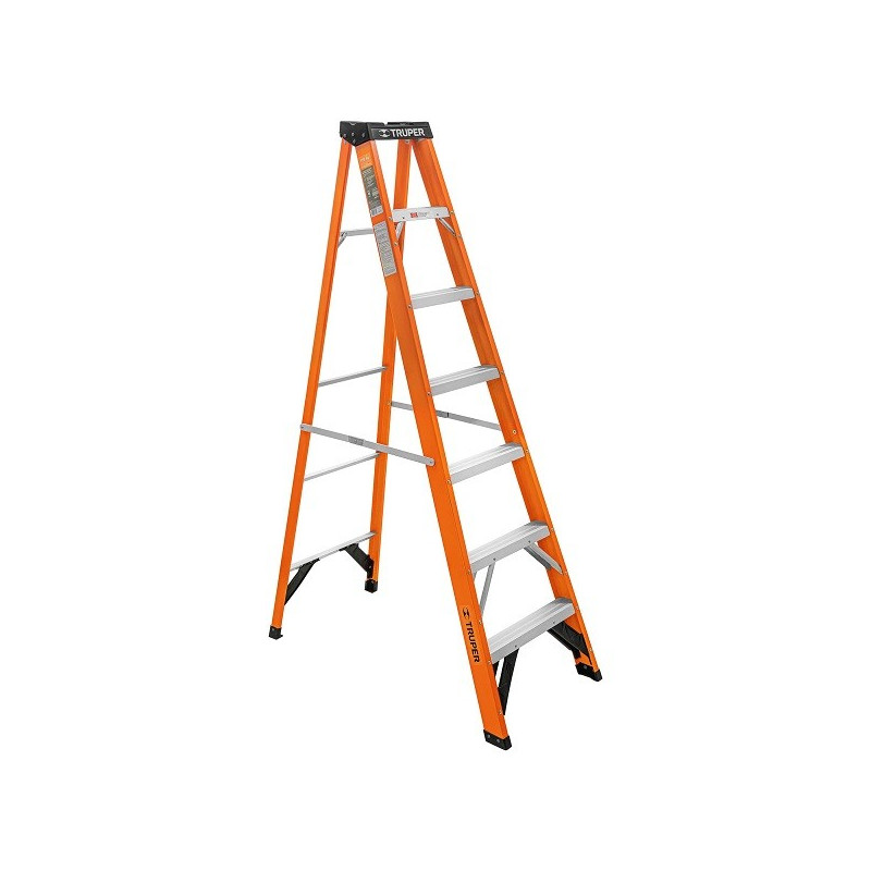  Escaleras de Tijera 6 Peldaños T2 Max3.4m P9kg FibraVidrio, Truper 100226 424.576271 Escaleras de Tijera 6 Peldaños A2.1m Max3.