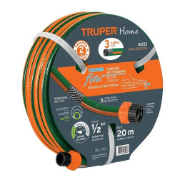  Manguera Reforzada 20M 3Capas 1/2" E1.7mm con Conector, Truper 16052 33.898305 Manguera Reforzada 20M 3Capas 1/2" E1.7mm con Co