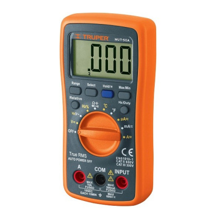  Multitester Digital MUT-50A True RMS 10A APO diodo continuidad 3AAA, Truper 100361 96.610169 Multitester Digital MUT-50A True R