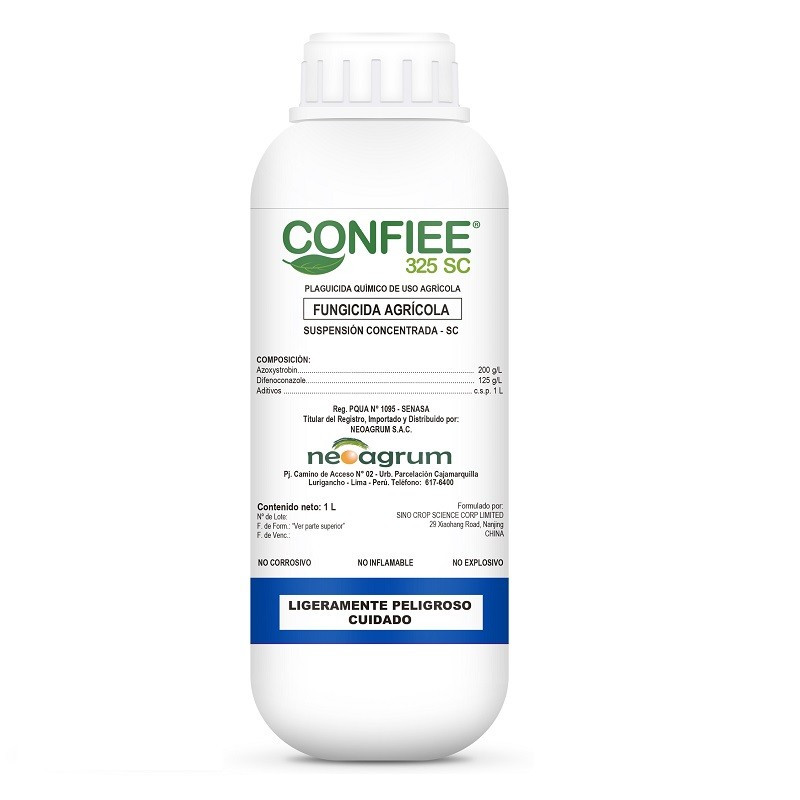  Confiee 1L, Azoxystrobin+Difenoconazole, Fungicida de amplio espectro y translaminar, Neoagrum 201.694915 Confiee 1L, Azoxystro
