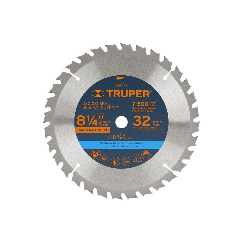  Discos Sierras 8-1/4" 32Dientes C5/8" para madera, Truper 12682 25.423729 Discos Sierras 8-1/4" 32Dientes C5/8" para madera, Tr