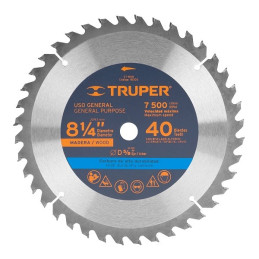  Discos Sierras 8-1/4" 40Dientes C5/8" para madera, Truper 18303 27.118644 Discos Sierras 8-1/4" 40Dientes C5/8" para madera, Tr