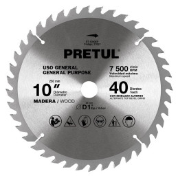  Discos sierras 10" 40Dientes C1", para madera, Pretul 27057 28.813559 Discos sierras 10" 40Dientes C1", para madera, Pretul 270