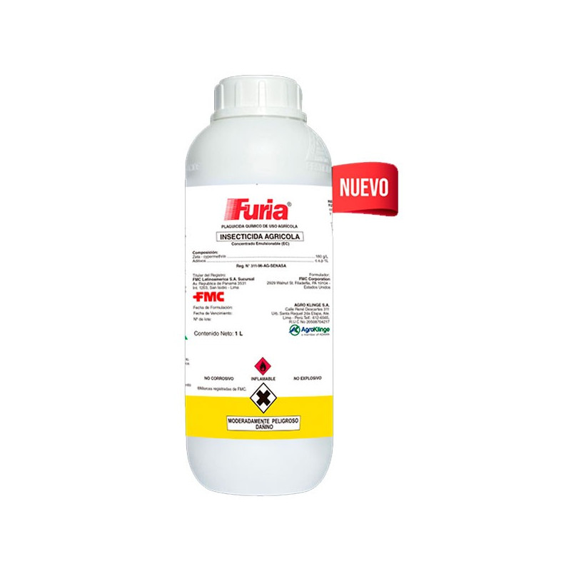  Furia 1L, Zeta cypermetrina, Insecticida accion contacto e ingestion, Agroklinge 148.305085 Furia 1L, Zeta cypermetrina, Insect