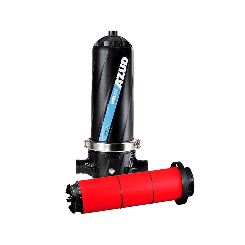  Filtro de Agua Helix System PP 3", M-3NA NPT Hidrociclonico 130micrones 120Mesh Anillos Ranurado, Abrazadera Metal, Azud 563.55