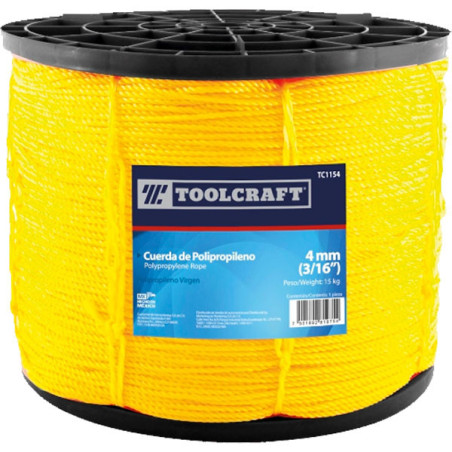  Cuerda 3/16" - 4mm Driza Polipropileno Virgen 15kg ToolCraft TC1154 283.898305 Cuerda 3/16" - 4mm Driza Polipropileno Virgen 15