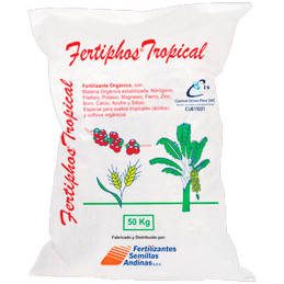  Fertiphos Tropical 50Kg, Fosfato Natural Organico+Microelementos+Microorganismos efectivos, Fertilizante Solido Granulado, FSA 