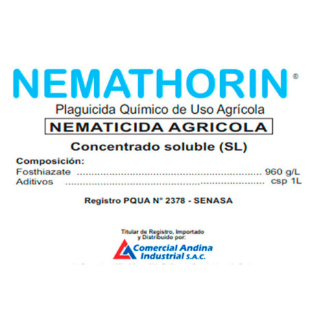  Nemathorin 1L, Fosthiazate, Nematicida accion contacto, CAISAC 447.457627 Nemathorin 1L, Fosthiazate, Nematicida accion contact
