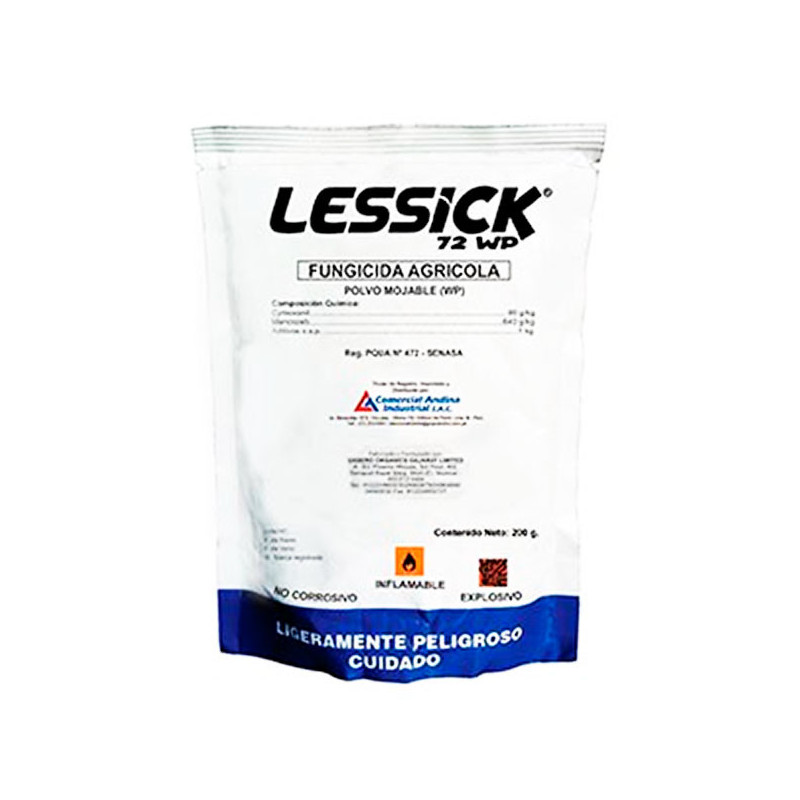 Lessick 1Kg, Cymoxanil+Mancozeb, Fungicida preventivo curativo sistemico, CAISAC 75.423729 Lessick 1Kg, Cymoxanil+Mancozeb, Fun Lessick 1Kg, Cymoxanil+Mancozeb, Fungicida preventivo curativo sistemico, CAISAC 75.423729 Lessick 1Kg, Cymoxanil+Mancozeb, Fun