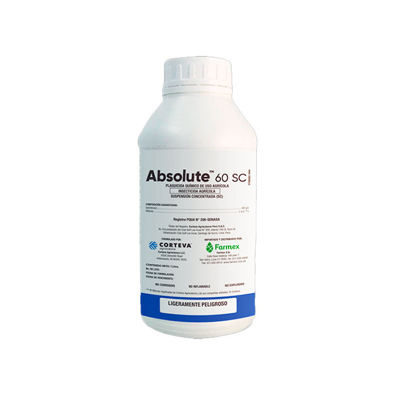  Absolute 1L, Spinetoram  60 g/L Accion contacto e ingestion, Corteva 842.372881 Absolute 1L, Spinetoram  60 g/L Accion contacto