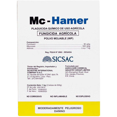  MC-Hamer 1Kg, Mancozeb+Cymoxanil Accion Contacto Sistemico Traslaminar, SICompany 40.677966 MC-Hamer 1Kg, Mancozeb+Cymoxanil Ac