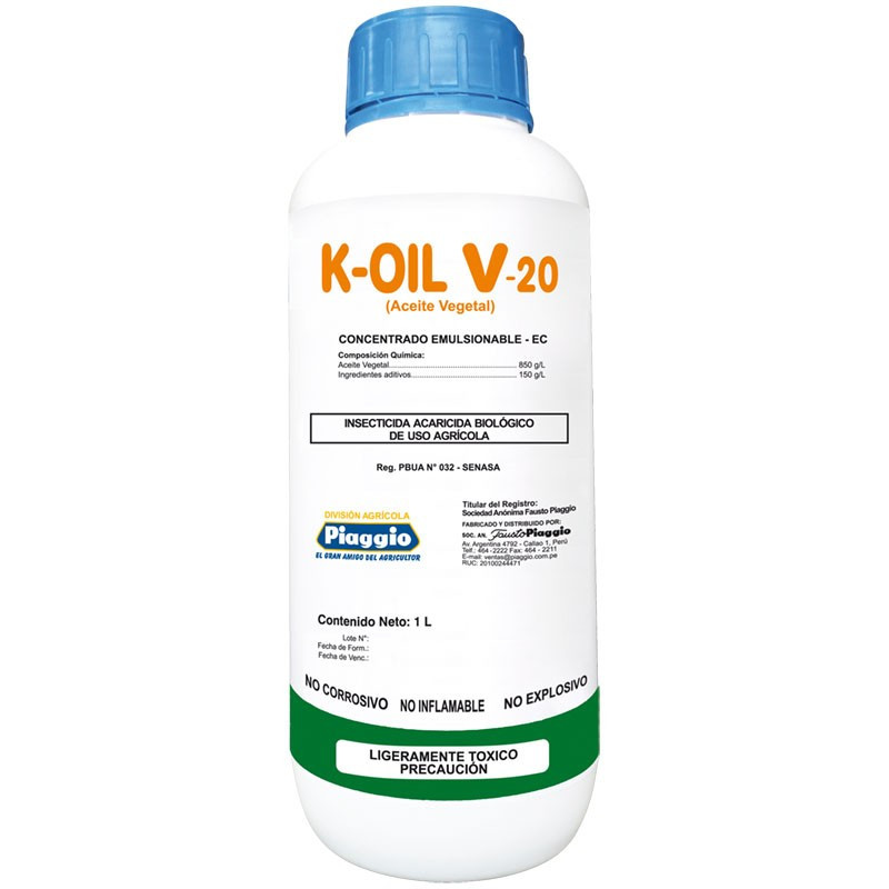 K-Oil V-20 1L fco, Aceite Vegetal, Insecticida por asfixia, 25076 SAFP 19.491525 K-Oil V-20 1L fco, Aceite Vegetal, Insecticida